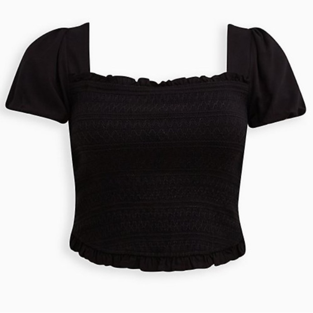 NEW Torrid Challis Smocked Puff Sleeve Crop Top NWT - Picture 4 of 5